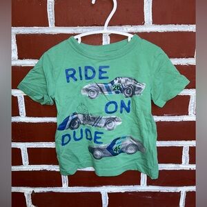 Joe fresh | green graphic short sleeve t-shirt “ride on dude” | size 2